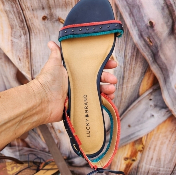 lucky brand  toree fabric open toe casual ankle strap sandals - Picture 4 of 5